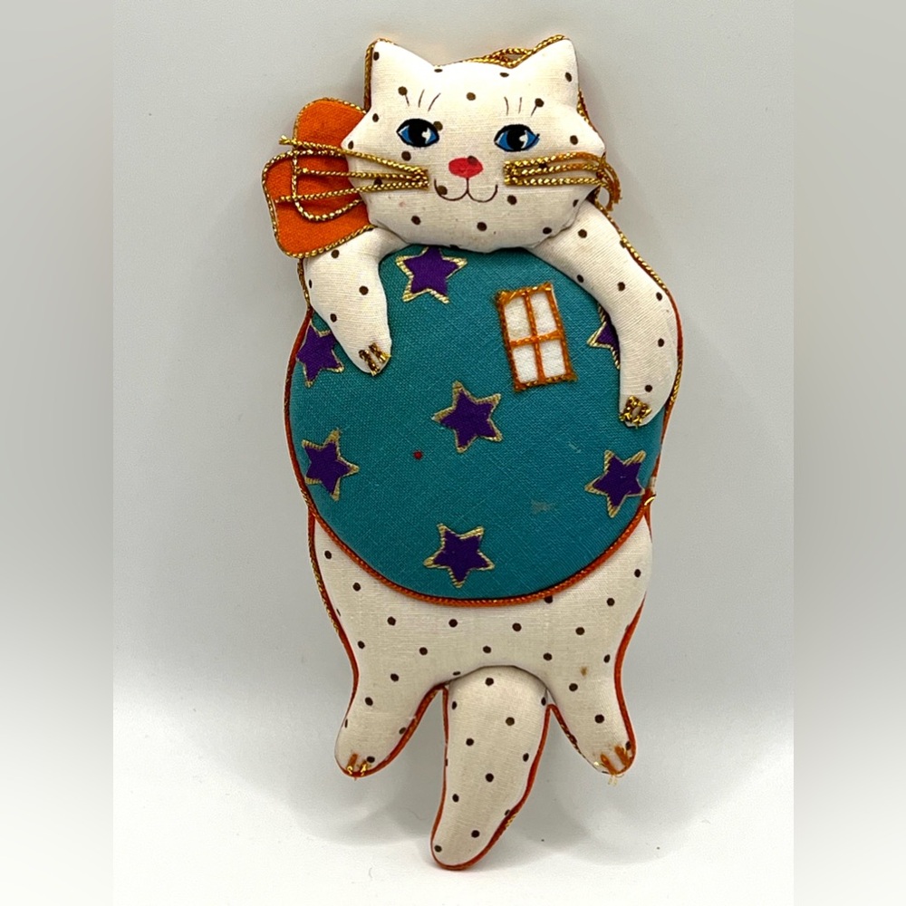 Cat Fabric Soft Christmas Ornament 6.5 in Height
